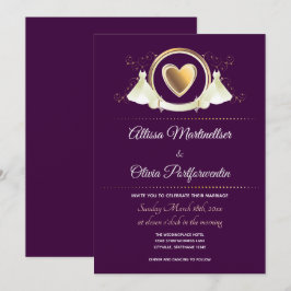 Guld Heart Female Bröllop | Bröllopsinbjudan Inbjudningar