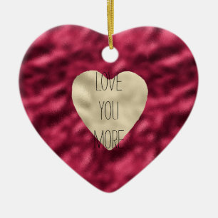 Guld Heart Glam Red Kärlek Du mer Julgransprydnad Keramik