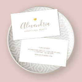 Guld Heart Handskriftlig skriptkalligrafi Visitkort