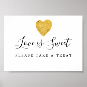 Guld Heart Kärlek är Sweet Bröllop Dessert Pub-tec Poster