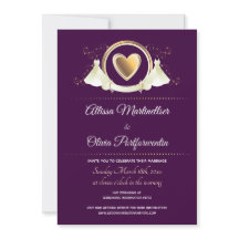 Guld Heart Kvinnlig Lila Virtuellare Bröllop