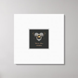 Guld Heart Male Bröllop Alternative Guestbook Canvastryck