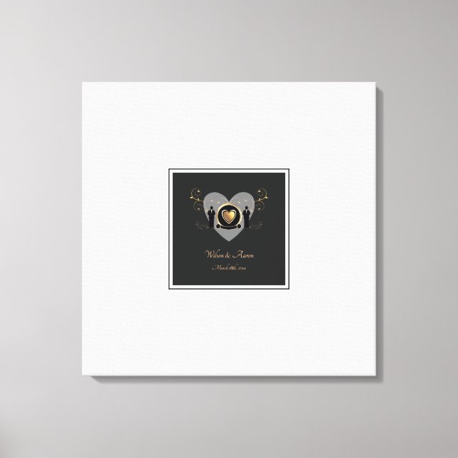 Guld Heart Male Bröllop Alternative Guestbook Canvastryck (Framsida)