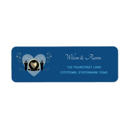 Guld Heart Male Bröllop Classic Blue Returadress Etikett