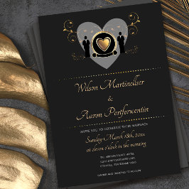 Guld Heart Male Bröllop | Inbjudan
