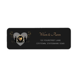 Guld Heart Male Bröllop | RETURETIKETTER Returadress Etikett
