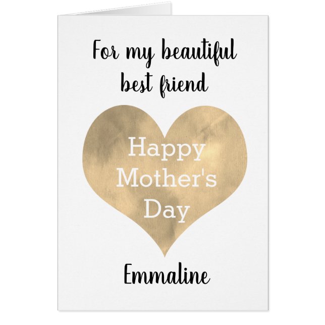 Guld Heart Mors dag Friend Hälsningskort (Framsidan)