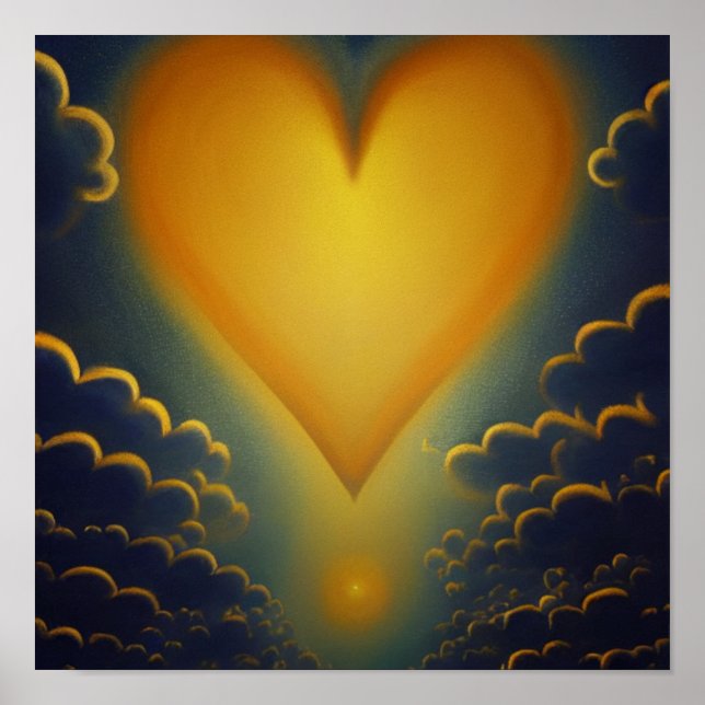 Guld Heart och Clouds Poster (Framsidan)