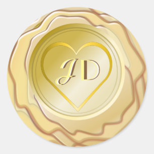 Guld Heart och Initialer Vax Seal etikett
