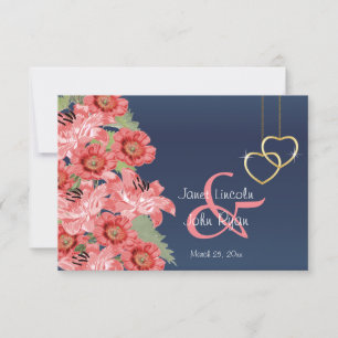 Guld Heart- och korallblommor - OSA Kort