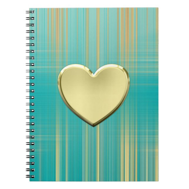 Guld Heart on Turquise Play Anteckningsbok (Framsidan)