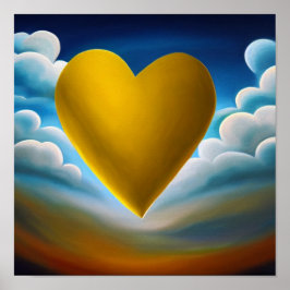 Guld Heart på Himlar-bakgrunden Poster
