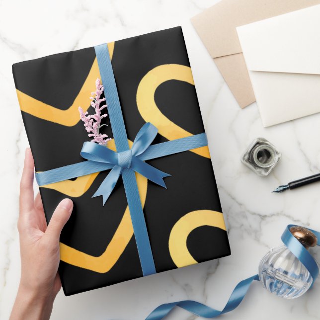 Guld Heart på Papper background Wrapping Presentpapper (Gifting)