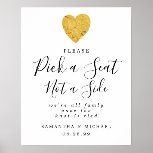 Guld Heart-Plocka ett säte som inte är ett sidotec Poster