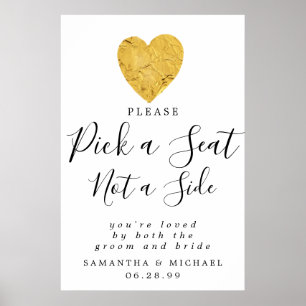 Guld Heart-Plocka ett säte som inte är ett sidotec Poster