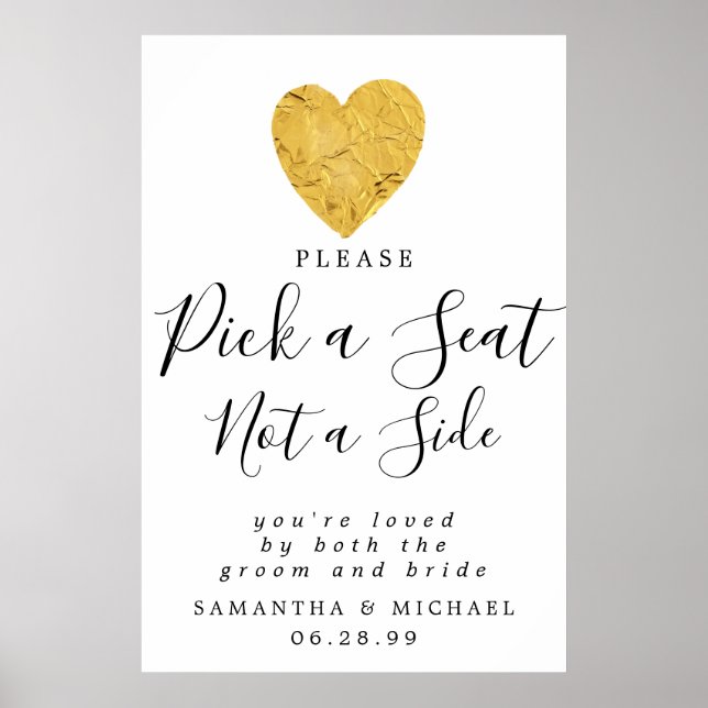 Guld Heart-Plocka ett säte som inte är ett sidotec Poster (Framsidan)