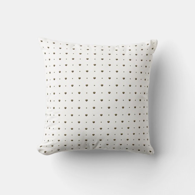 Guld Heart Polka dots Dekorativ kudde (Framsida)