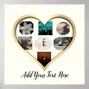 Guld Heart Ram Photo Collage Poster