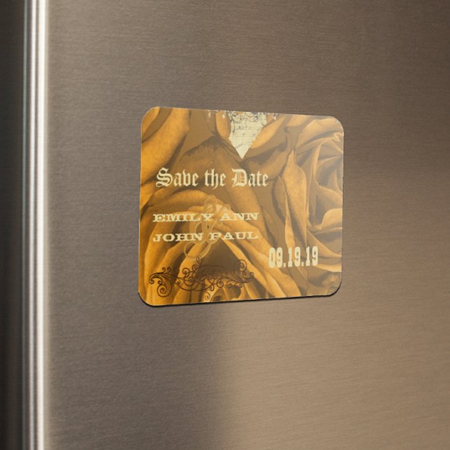 Guld Heart Ro & Buttterflies Spara datumet Magnet (Skapare uppladdad)