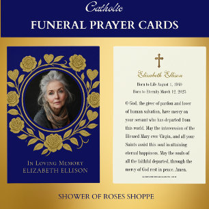 Guld Heart Ro Funeral Prayer Memorial Visitkort
