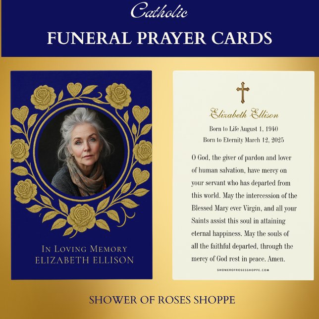 Guld Heart Ro Funeral Prayer Memorial Visitkort (Skapare uppladdad)