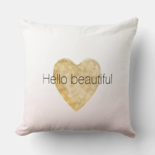 Guld Heart  Rosa Ombre Hej vacker Kudde