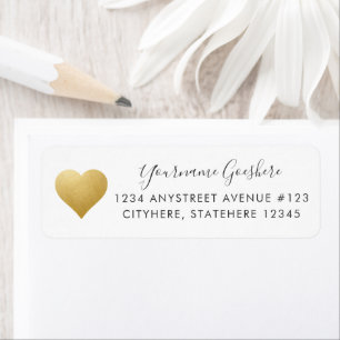 Guld Heart Simple Bröllop Returadress Etikett