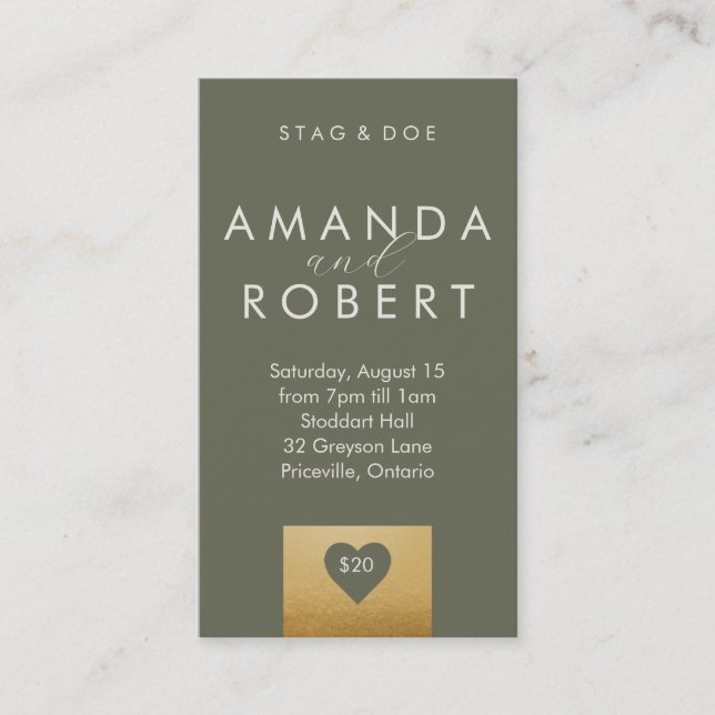 Guld Heart Stag & Doe Biljett (Framsida)