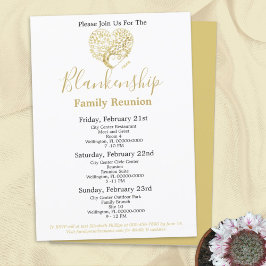 Guld Heart Träd 3-dagars familjeåterförening Perso Inbjudningar