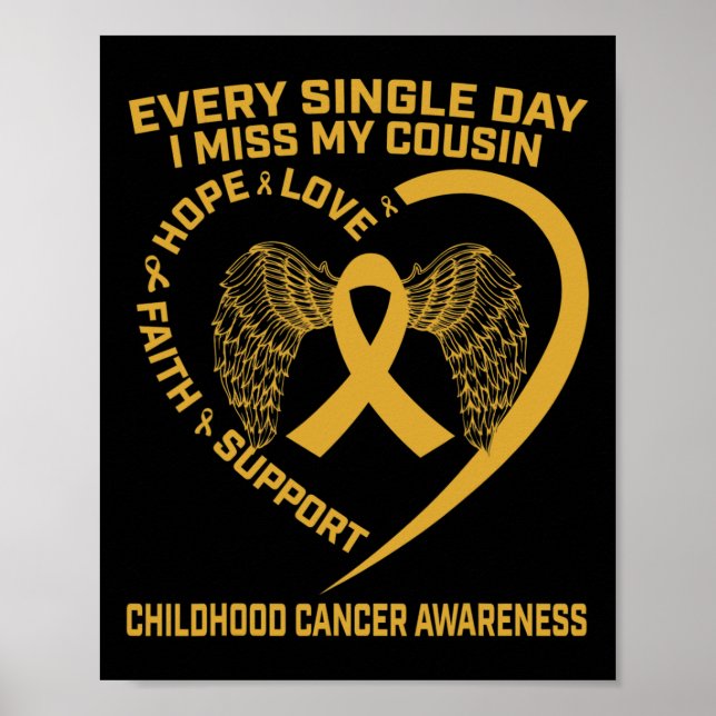 Guld Heart Vingar Childature Cancer Awareness Jag  Poster (Framsidan)