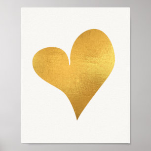 Guld Heart Wall Decor for Living Room Poster