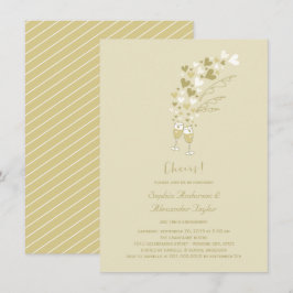 Guld Hearts and Champagne Cheers Förlovningsfest Inbjudningar