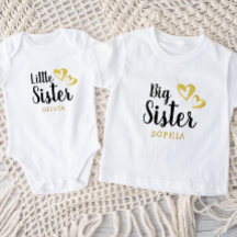 Guld Hearts Big Sister Namn Monogram