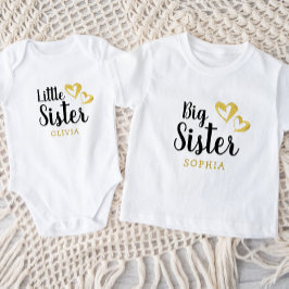 Guld Hearts Big Sister Namn Monogram T Shirt