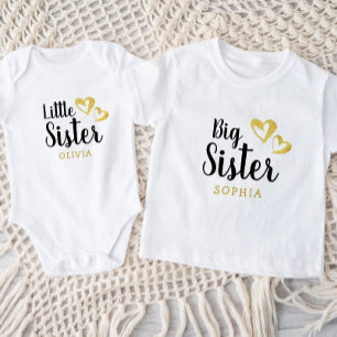 Guld Hearts Big Sister Namn Monogram T Shirt