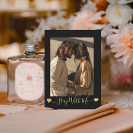 Guld Hearts Black Photo Helgdag Card Inbjudningar