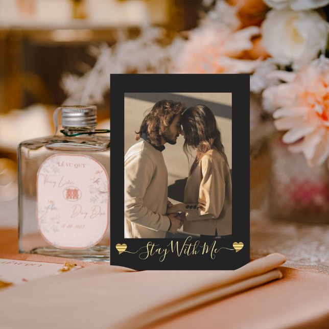 Guld Hearts Black Photo Helgdag Card Inbjudningar (Skapare uppladdad)