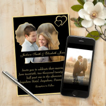 Guld Hearts Bride and Groom Shape Photo Bröllop