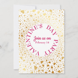 Guld Hearts cirkulerade 2 Modern Valentine Party Inbjudningar