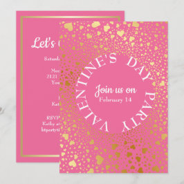Guld Hearts cirkulerade Modern Valentine Party Inbjudningar