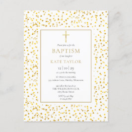 Guld Hearts Confetti Baptism Christening Inbjudan Vykort