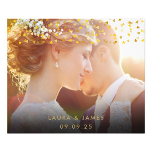 Guld Hearts Confetti Bröllop Photo Keepsaki Fototryck