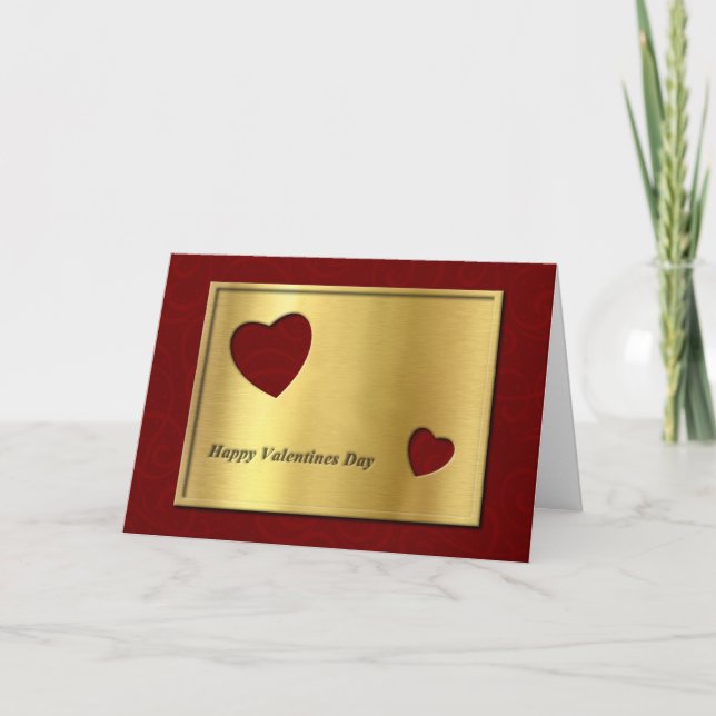 Guld Hearts Cutouts Valentines day Helgkort (Framsida)