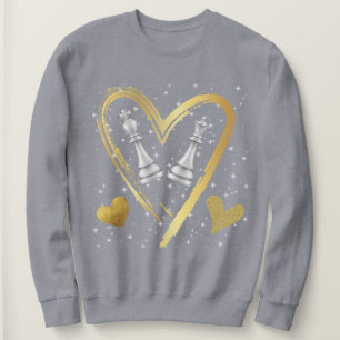 Guld Hearts Kung och Queen Chess Delarare T Shirt