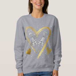 Guld Hearts Kung och Queen Chess Delarare | T Shirt