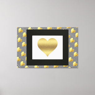 Guld Hearts och Black Rand Canvastryck