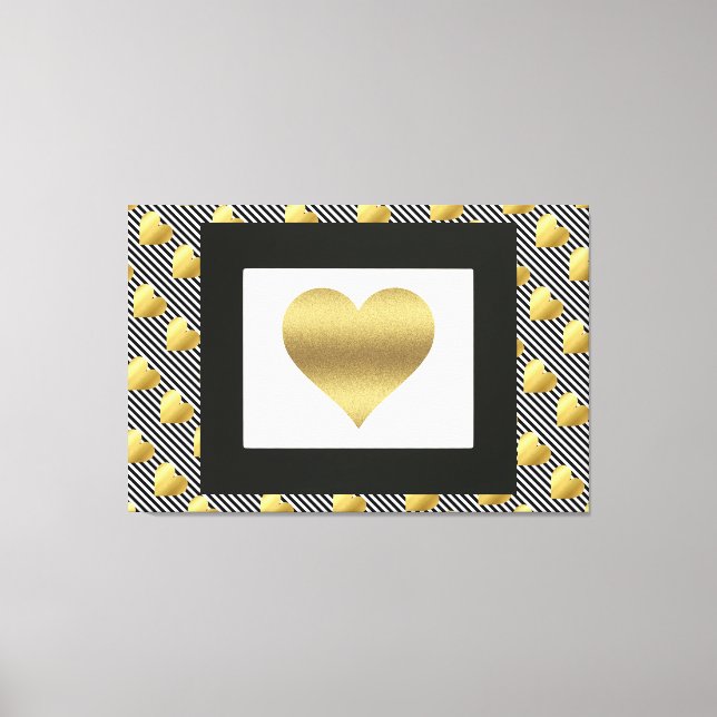 Guld Hearts och Black Rand Canvastryck (Framsida)