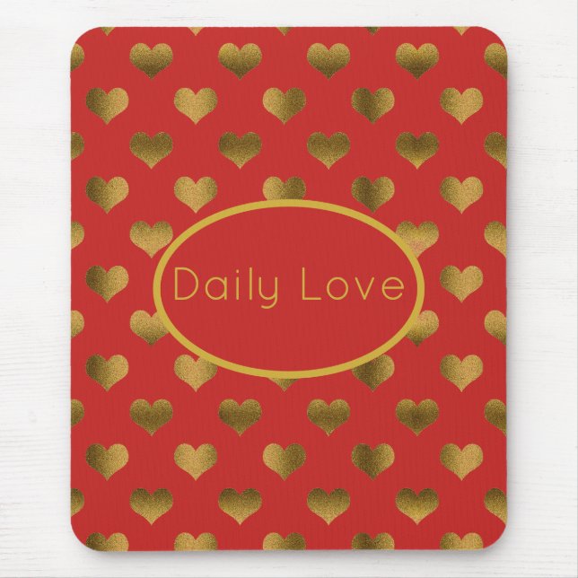 Guld Hearts on Red Anpassade Musmatta (Framsidan)
