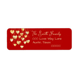 Guld Hearts på en sträng Returadress Etikett