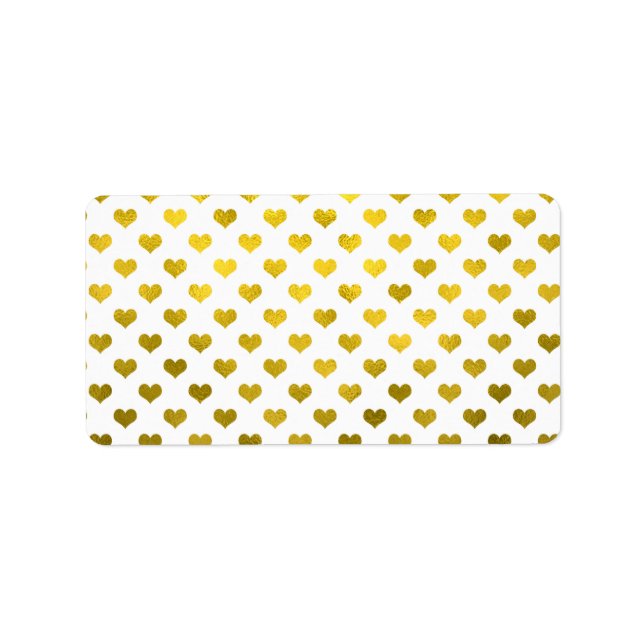 Guld Hearts Polka Dot Heart Metallic Mönster Adressetikett (Framsidan)